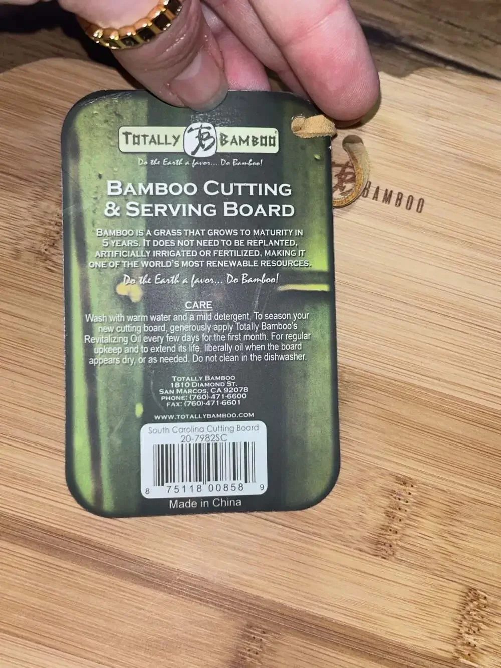 Totally Bamboo SC State Shaped Bamboo Cutting & Serving Board